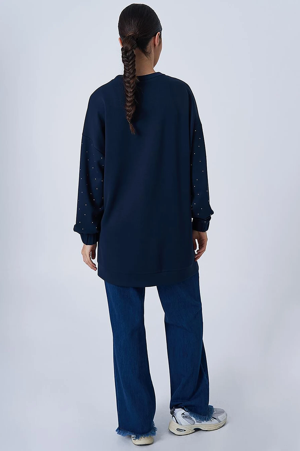 Hotfix Printed Scuba Sweatshirt in Dark Navy
