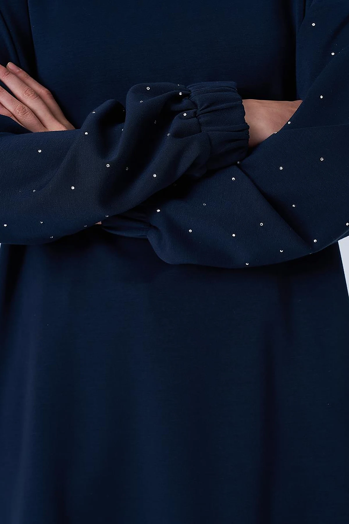 Hotfix Printed Scuba Sweatshirt in Dark Navy