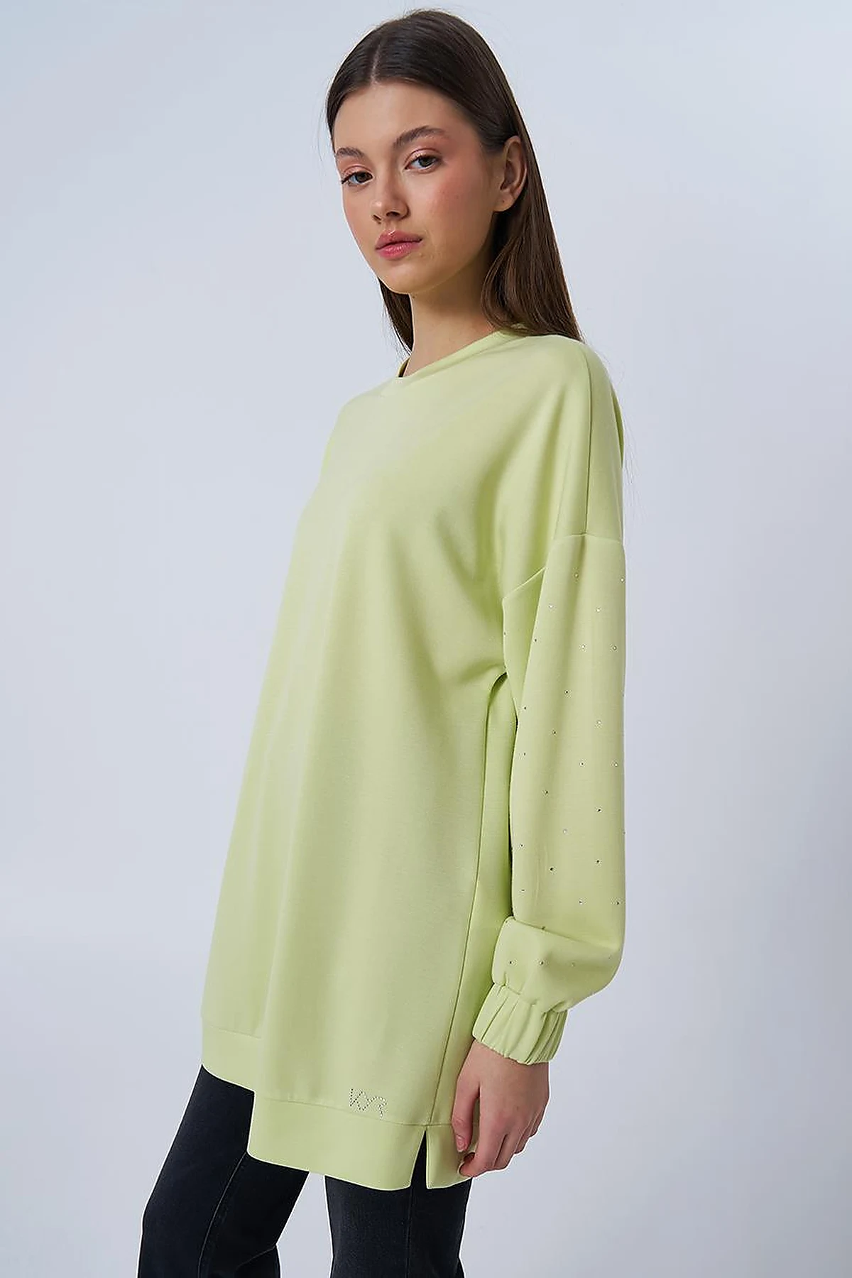 Hotfix Printed Scuba Sweatshirt in Lime