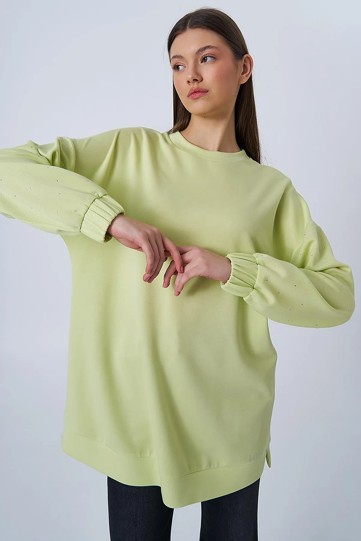 Hotfix Printed Scuba Sweatshirt in Lime