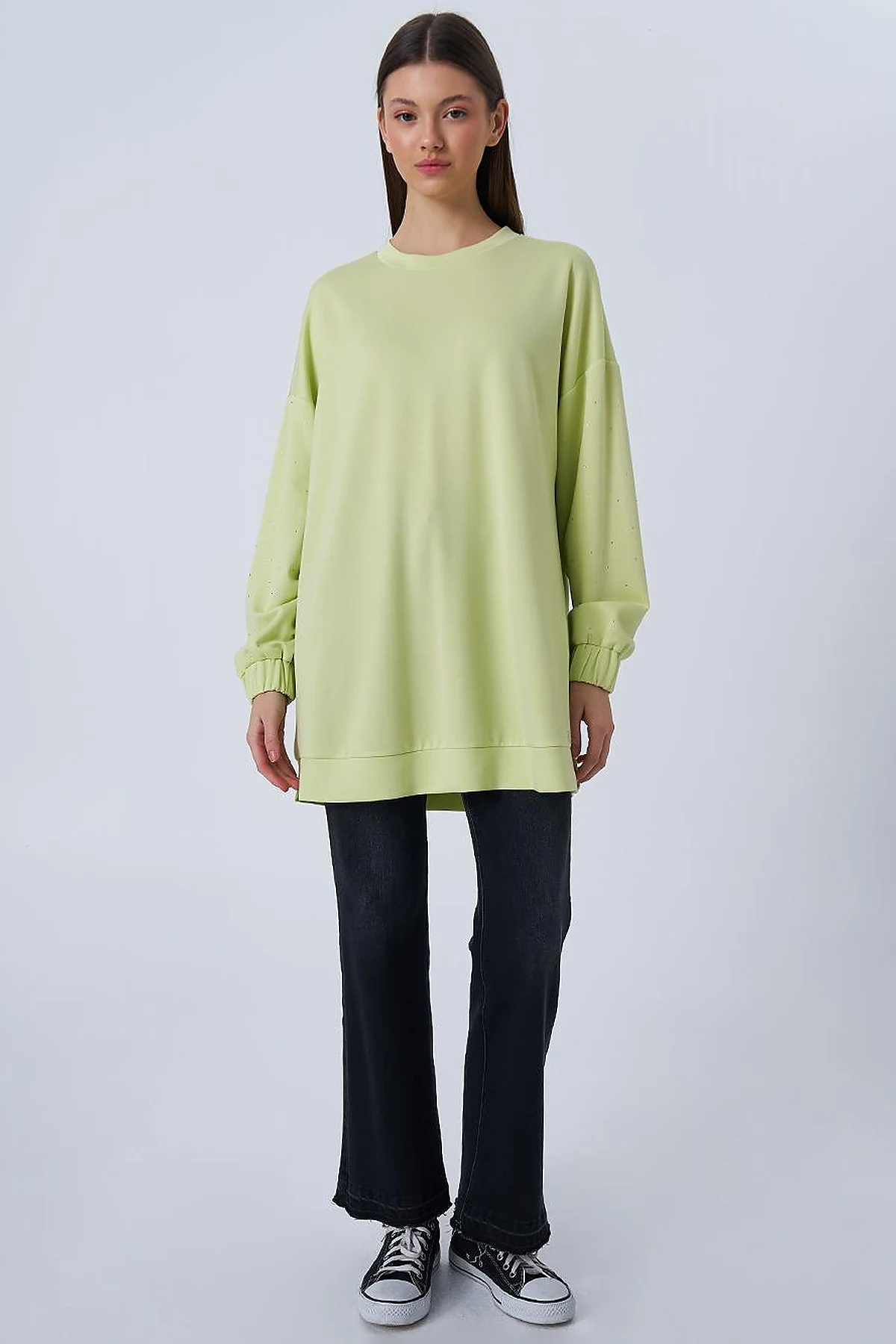 Hotfix Printed Scuba Sweatshirt in Lime