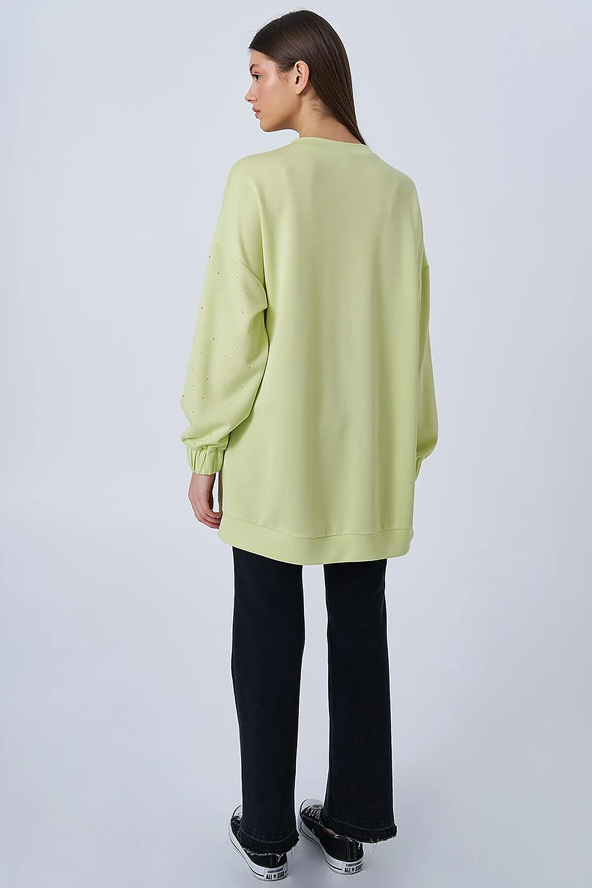 Hotfix Printed Scuba Sweatshirt in Lime