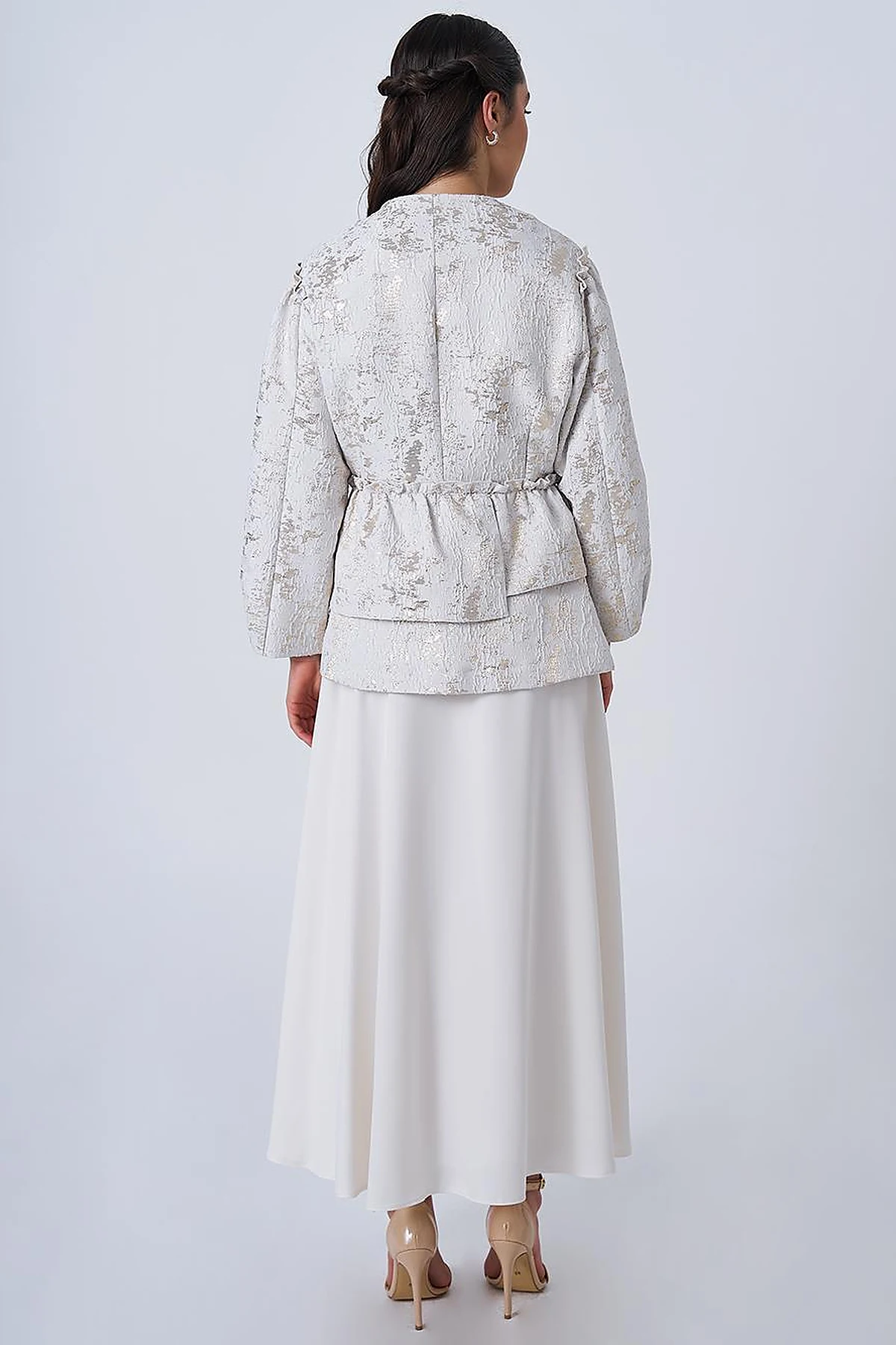 Shiny Stone Jacquard Jacket Ecru