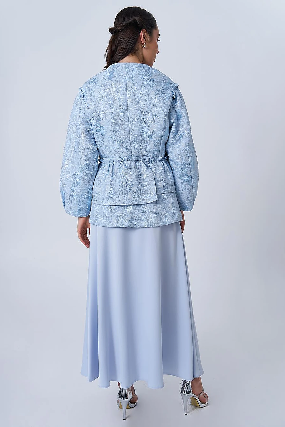 Shiny Stone Jacquard Jacket Blue