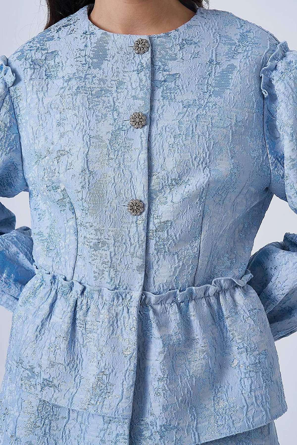 Shiny Stone Jacquard Jacket Blue