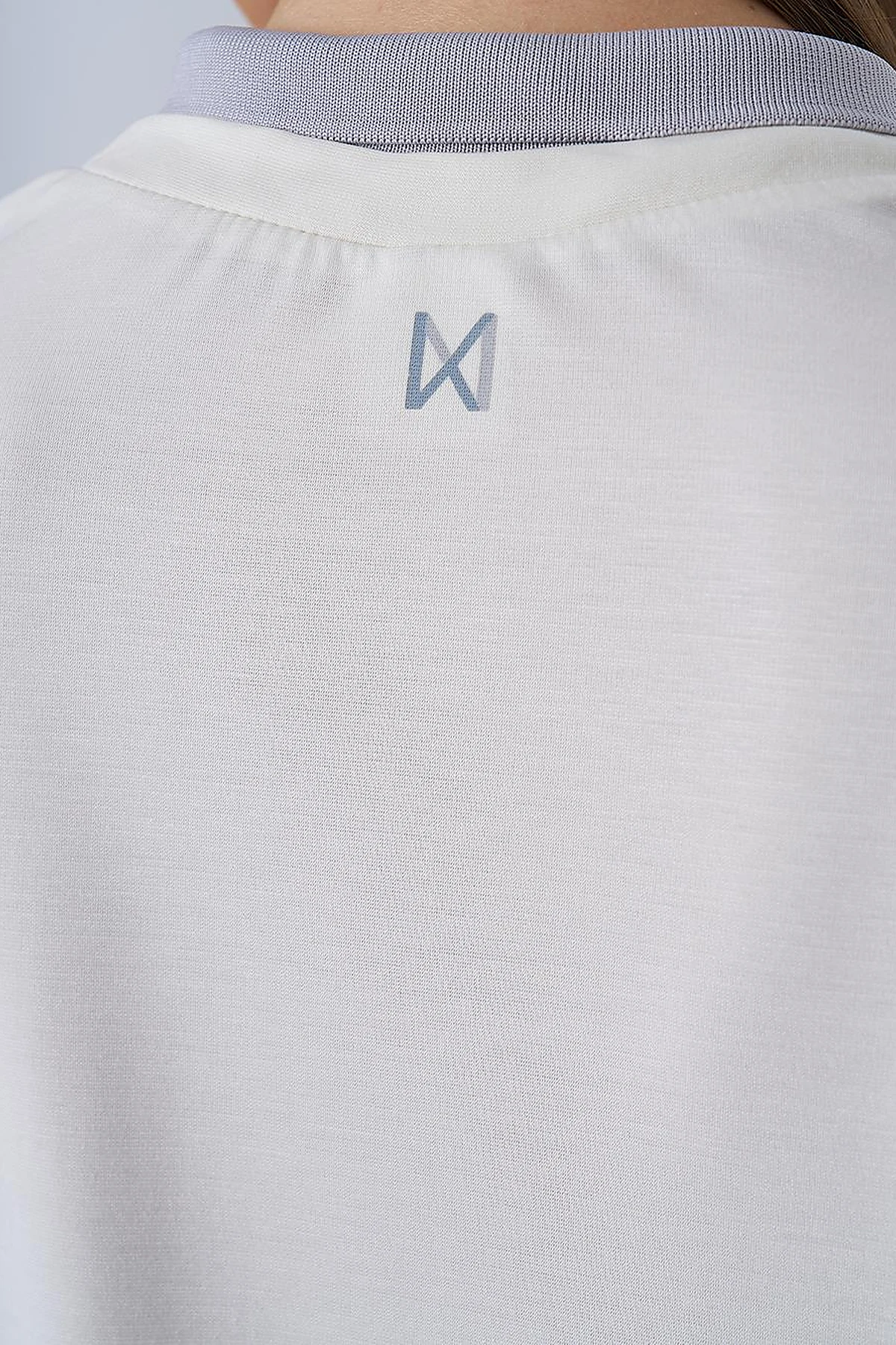 Polo Collar Printed Sweatshirt in Ecru