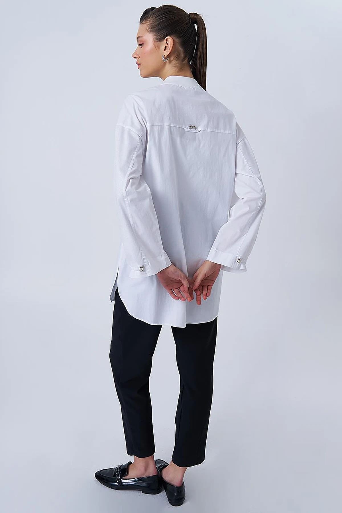 Glitter Detailed Cotton Tunic Optical White