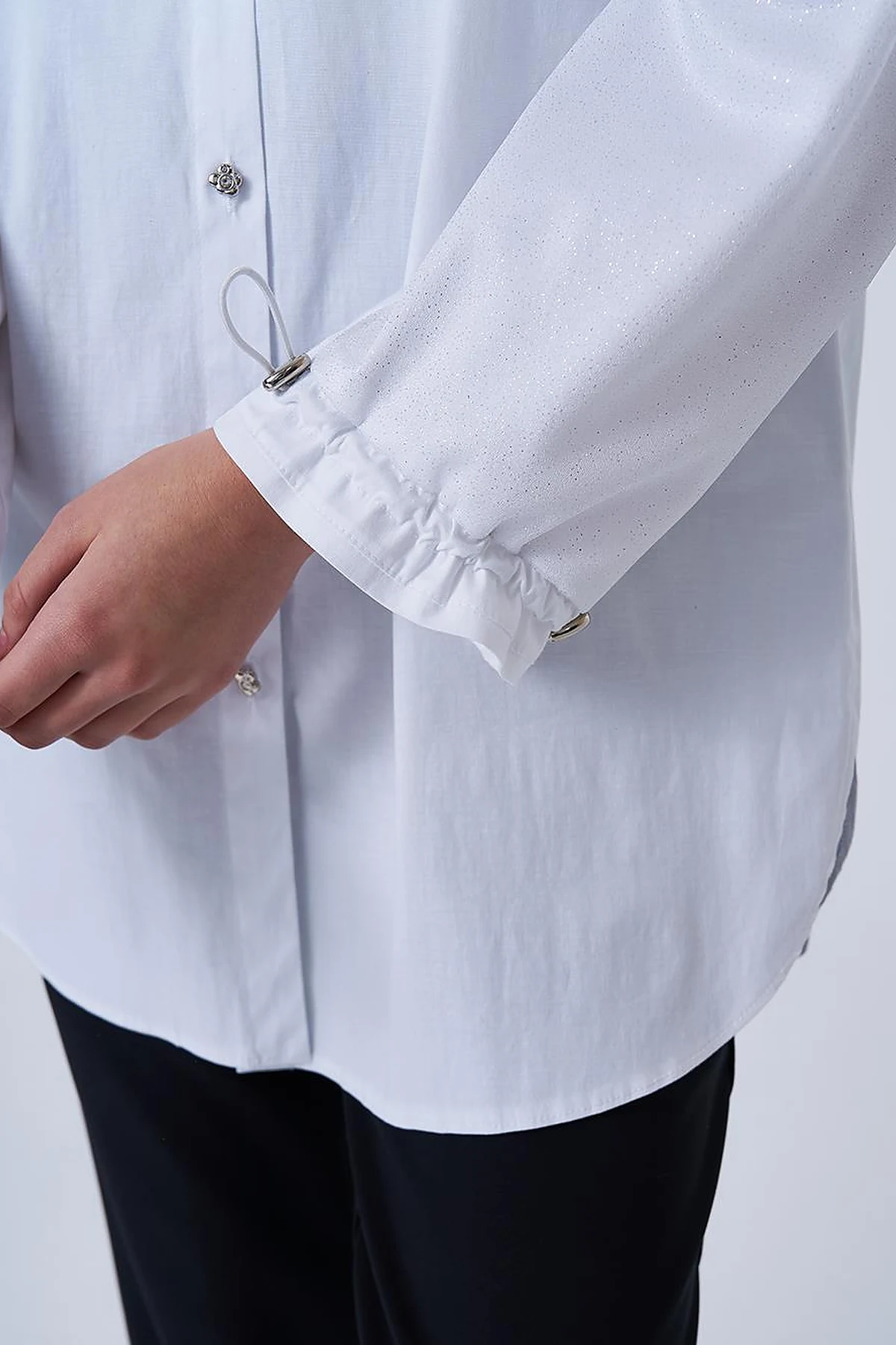 Glitter Detailed Cotton Tunic Optical White