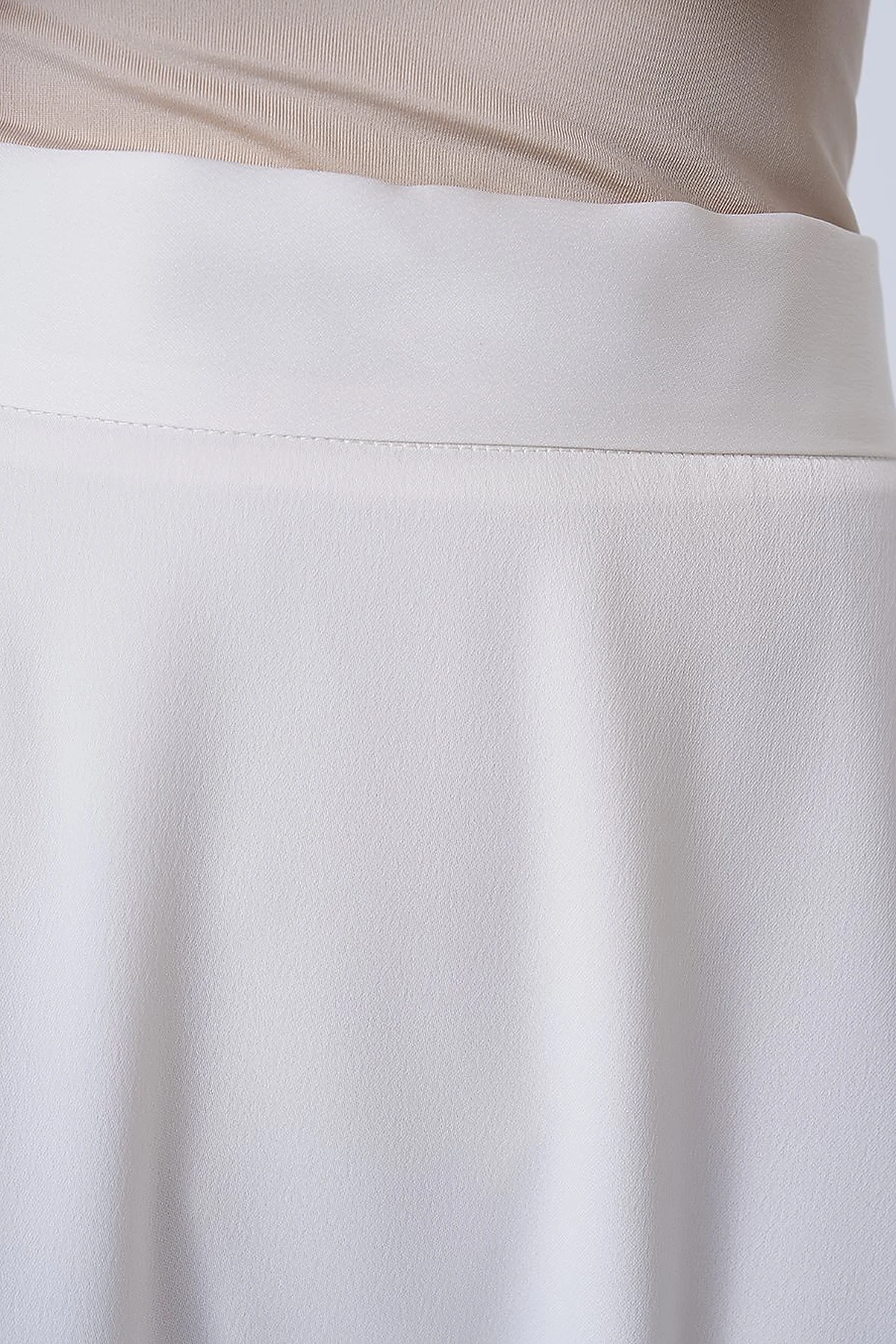 High-Waisted Satin Flared Skirt Ecru