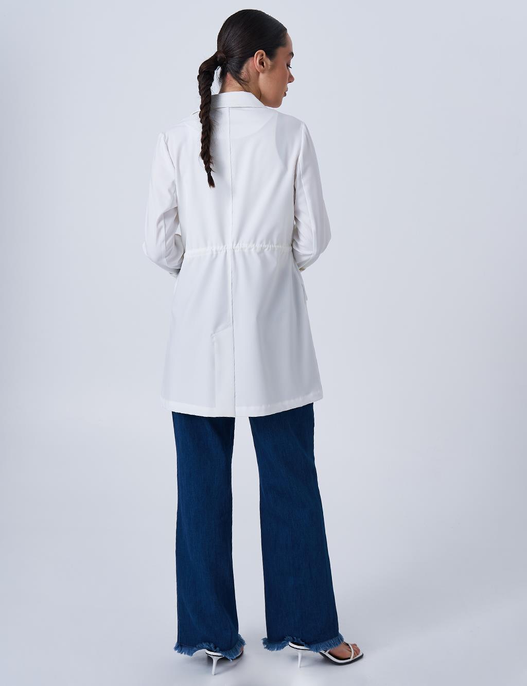 Waist-Detail Basic Jacket Ecru