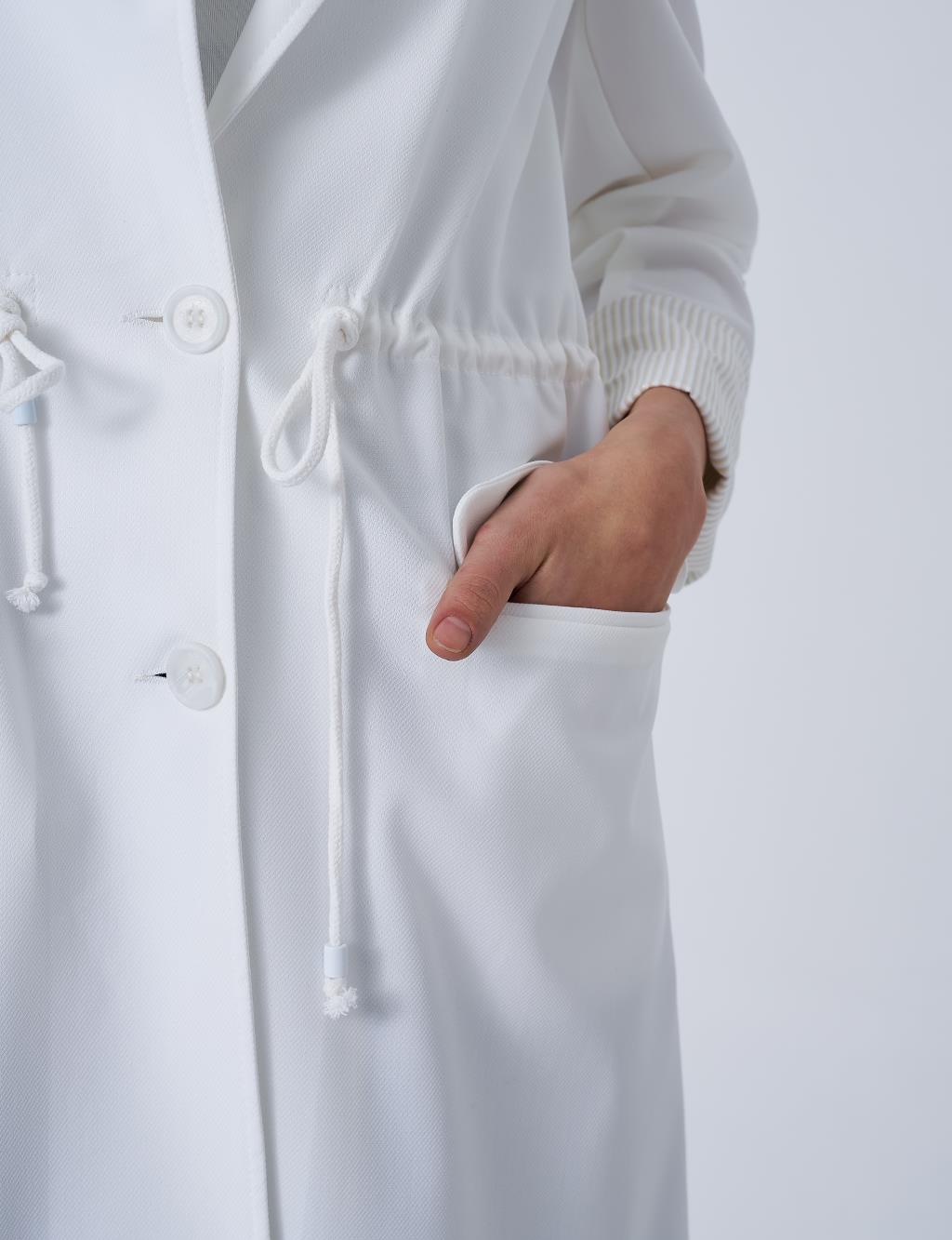Waist-Detail Basic Jacket Ecru