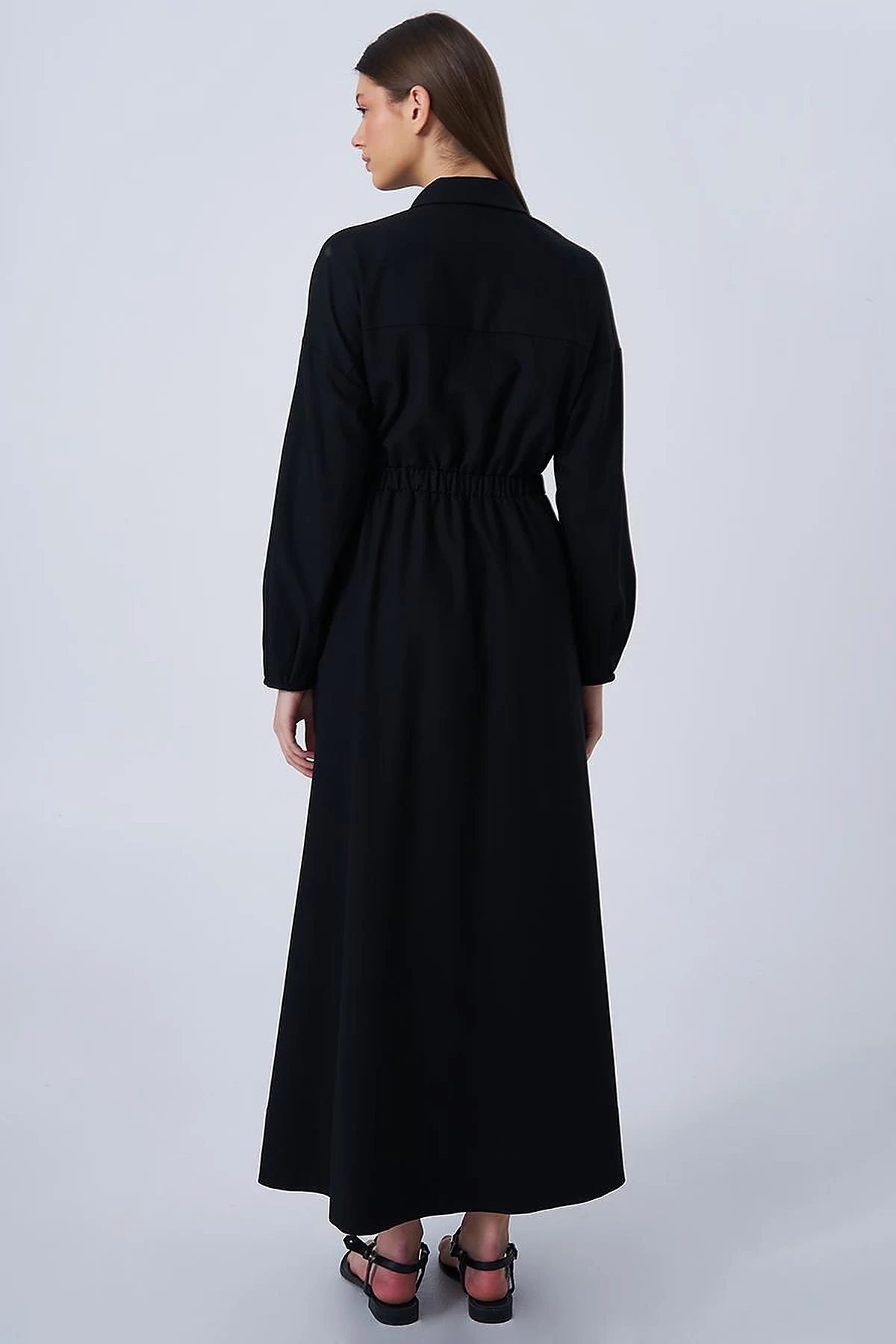 Embroidered Rayon Dress Black