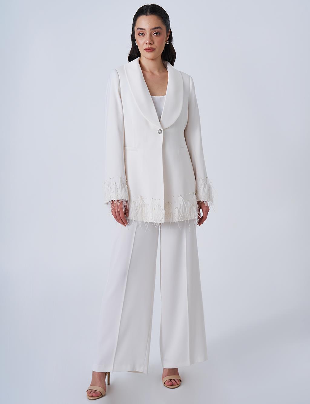 Otris Satin Two-Piece Suit Ecru