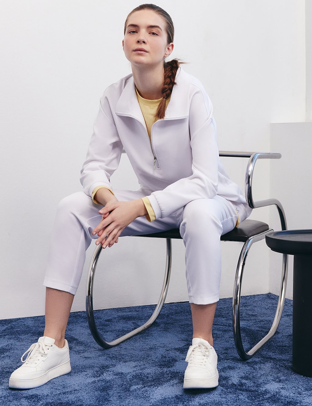 Fabric-Paneled Two-Piece Set in Optical White