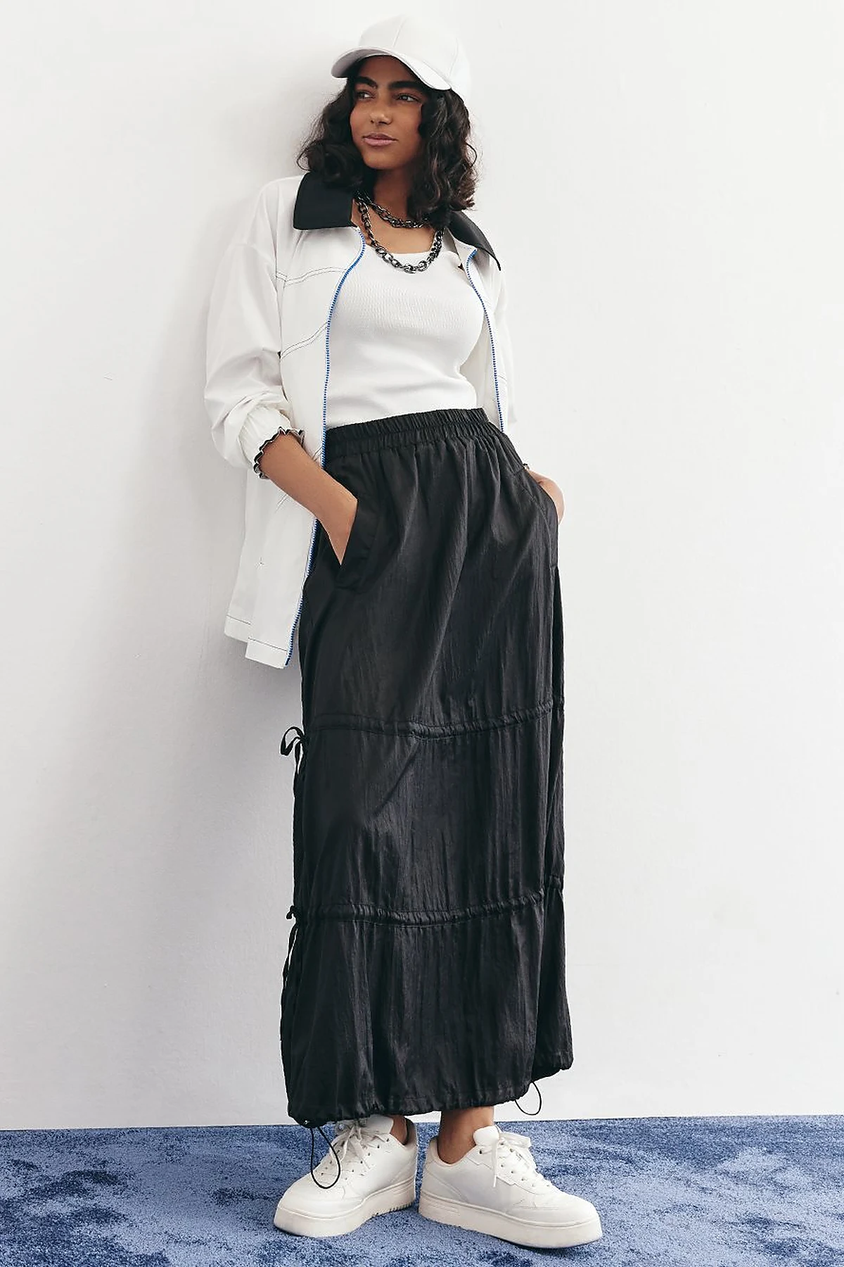 Shiny Balloon Skirt Black
