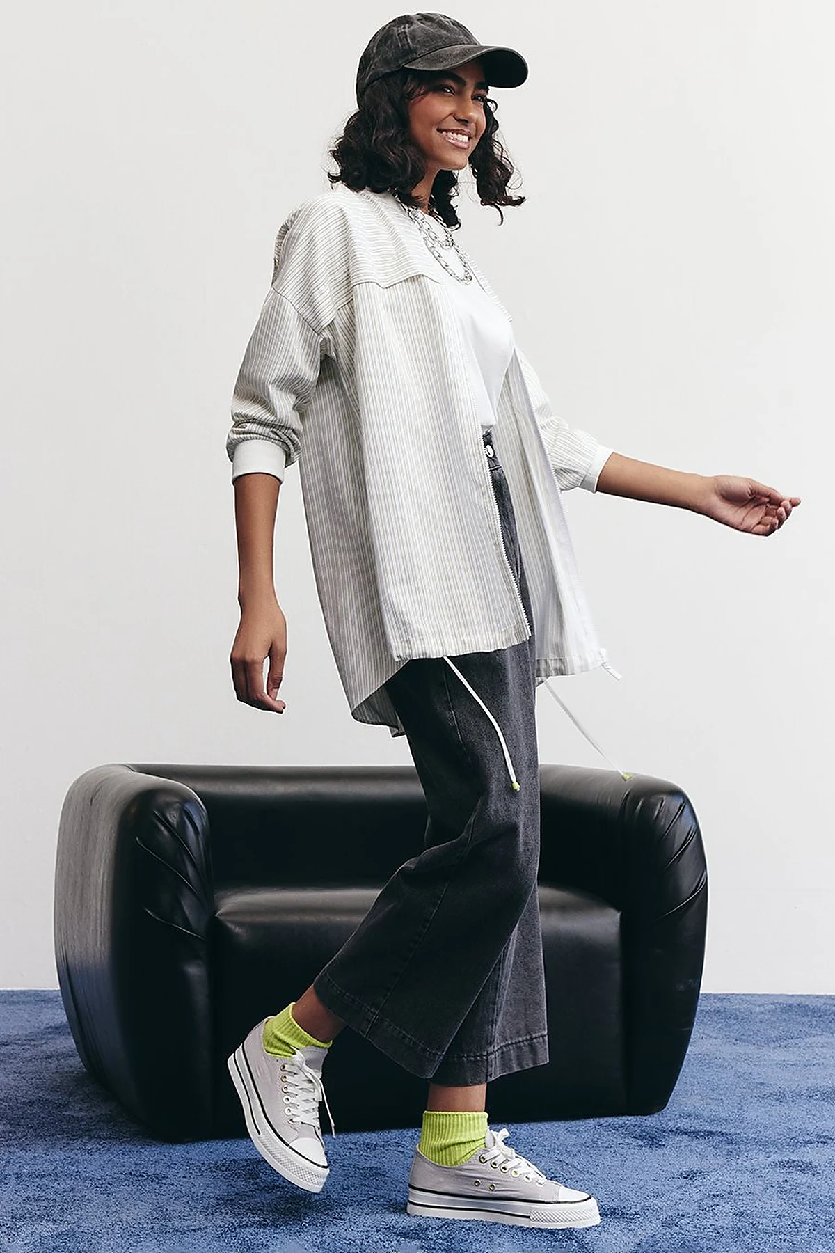 College Collar Cotton Tunic Lime