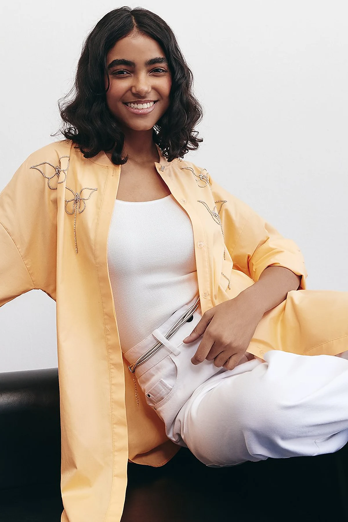 Embroidered Cotton Tunic Apricot