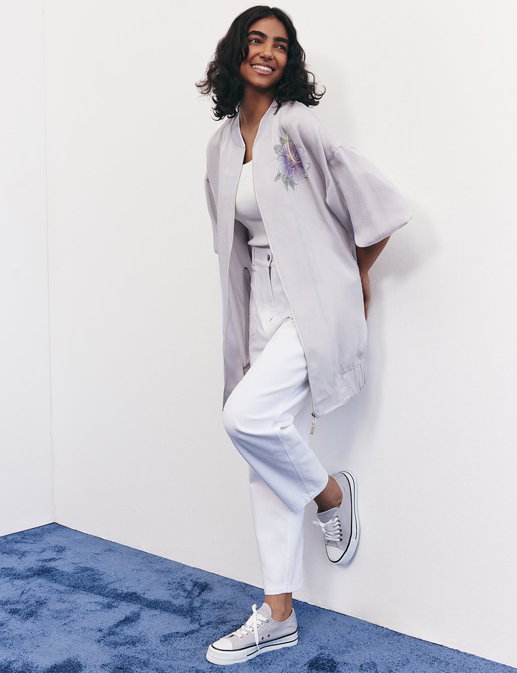 Embroidered Lyocell Jacket Gray 