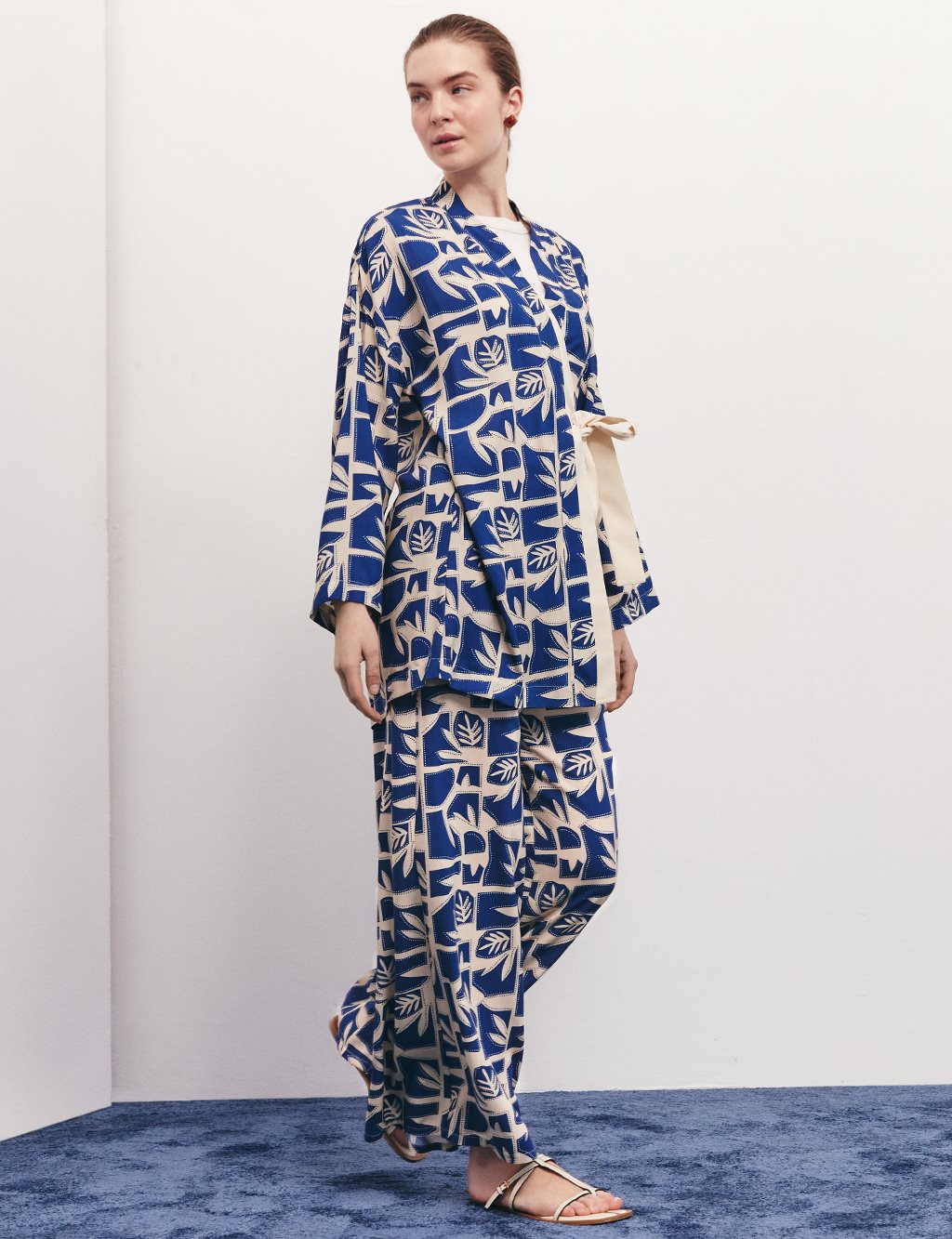 Side Tie Double Suit Indigo