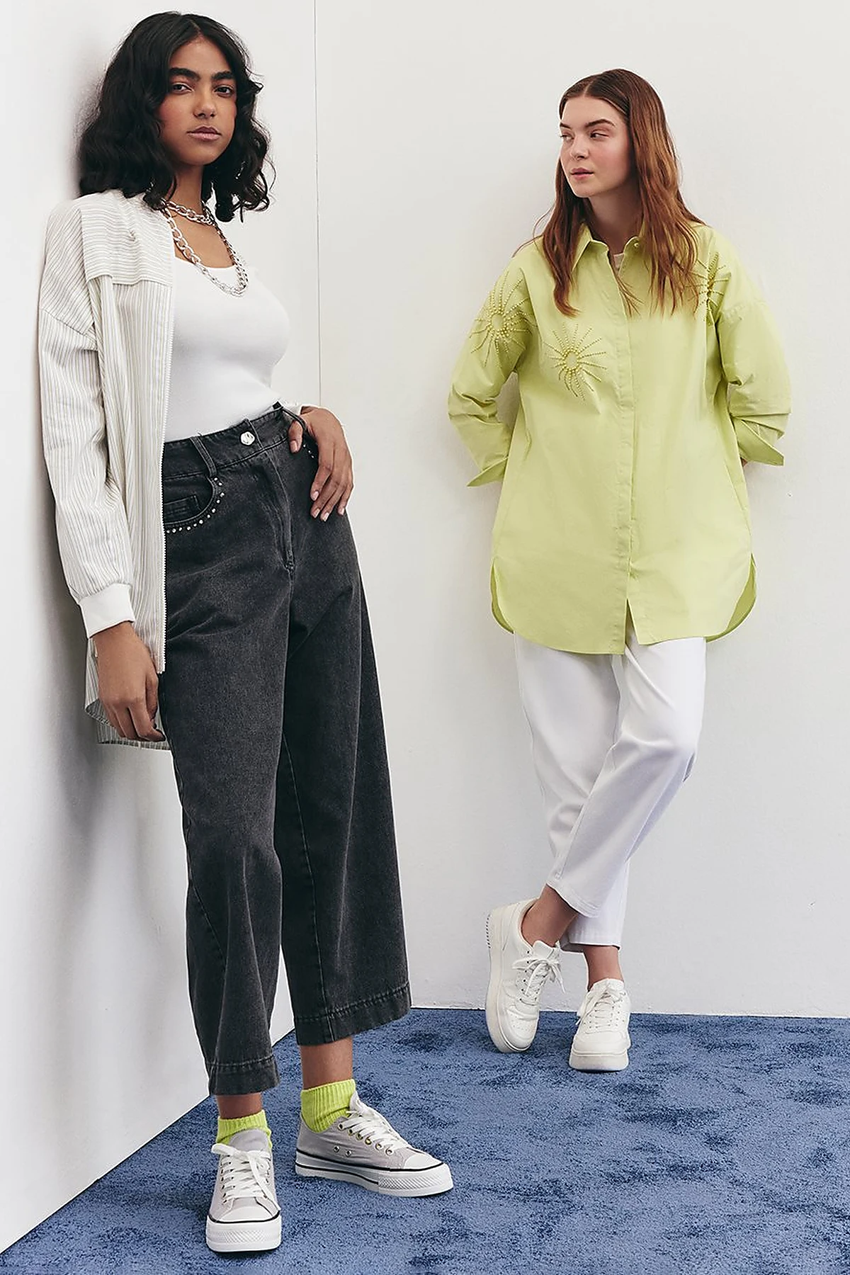 College Collar Cotton Tunic Lime