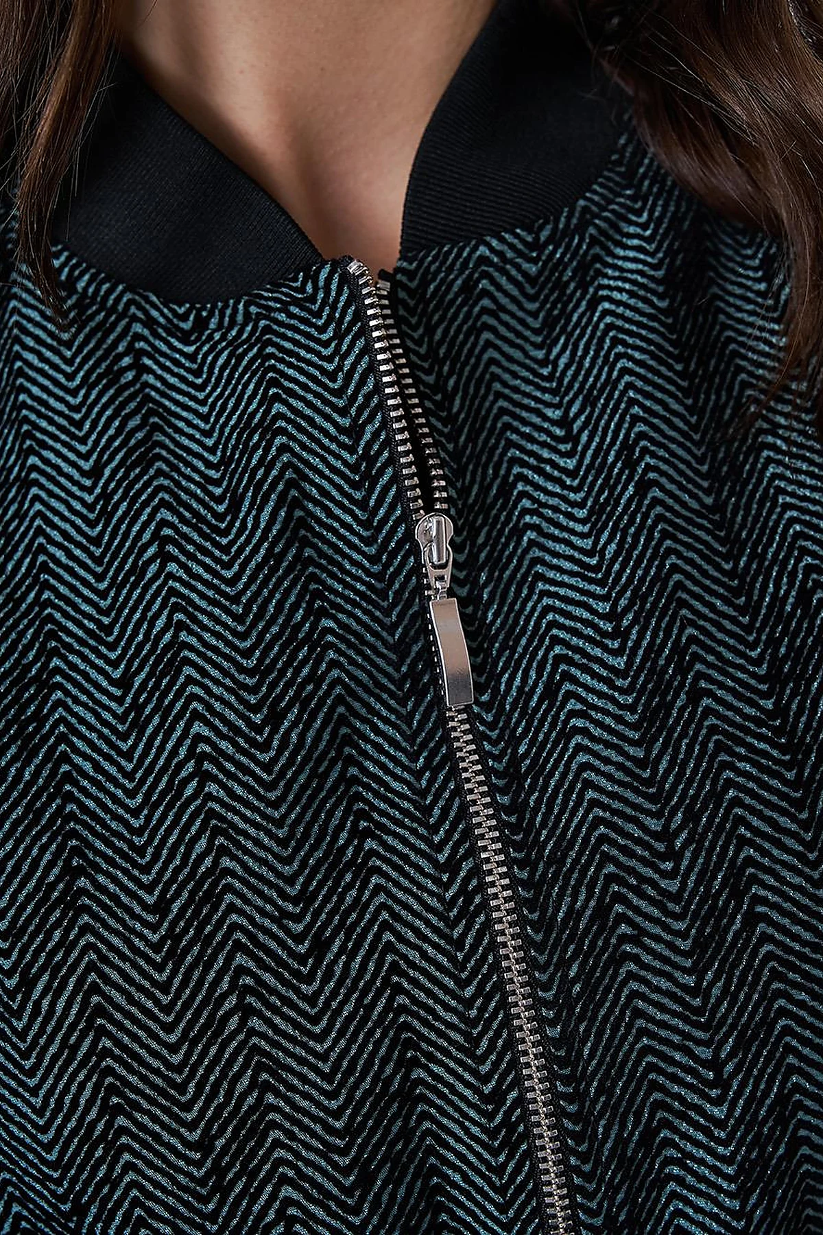 College Collar Herringbone Pattern Jacket Olive Green