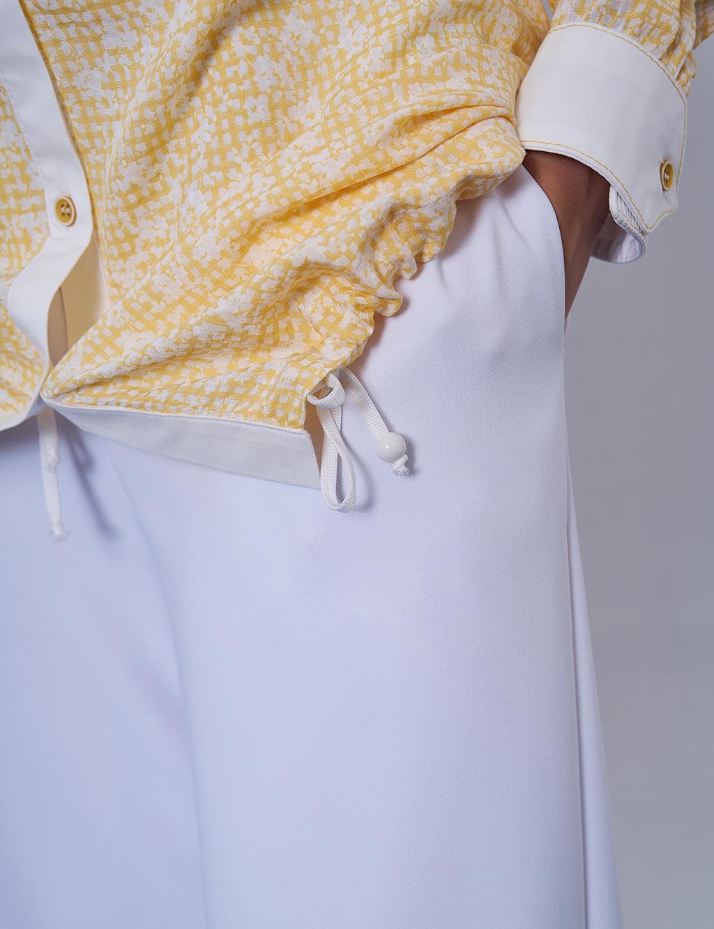 Floral Patterned Crinkled Tunic in Yellow