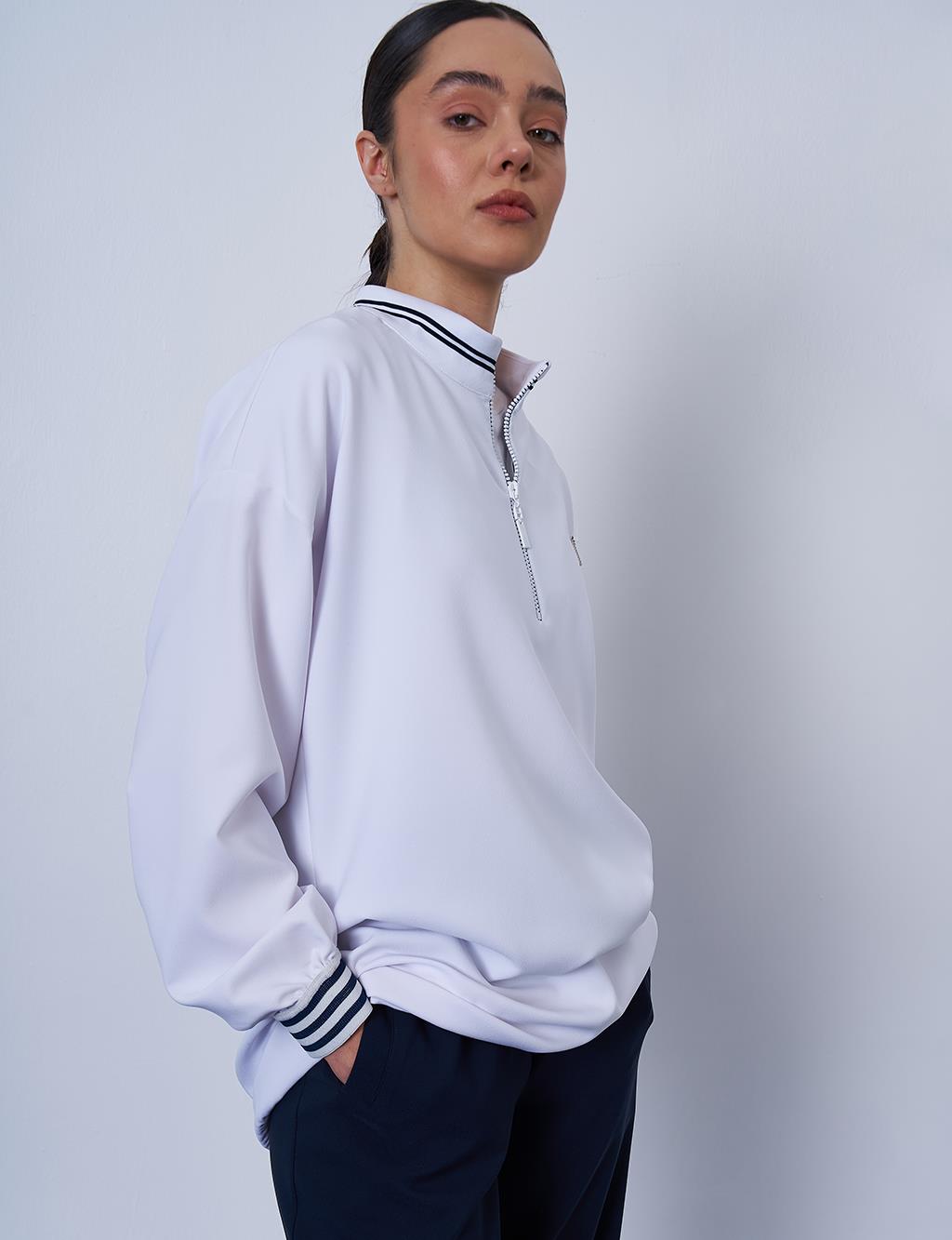 Zipper Closure Two-Piece Set Optic White