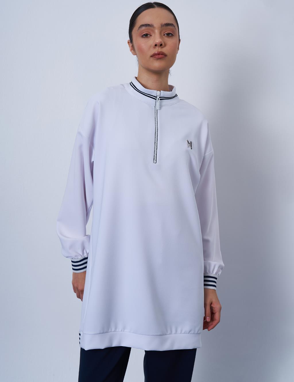 Zipper Closure Two-Piece Set Optic White