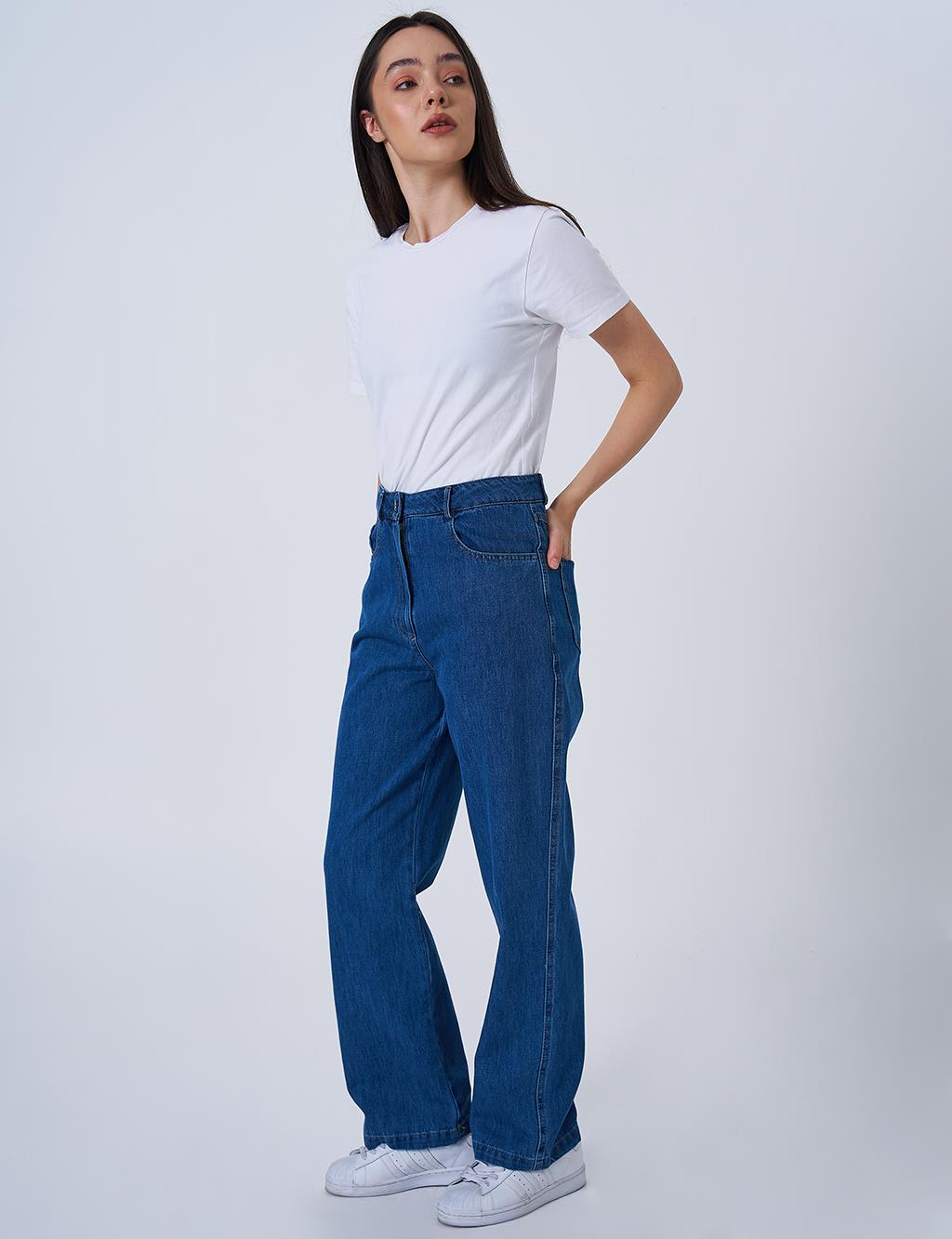 Wide Leg Denim Pants Indigo