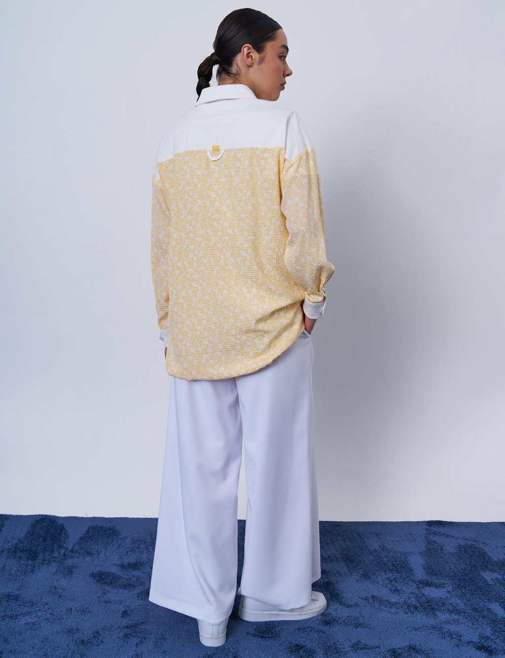 Floral Patterned Crinkled Tunic in Yellow