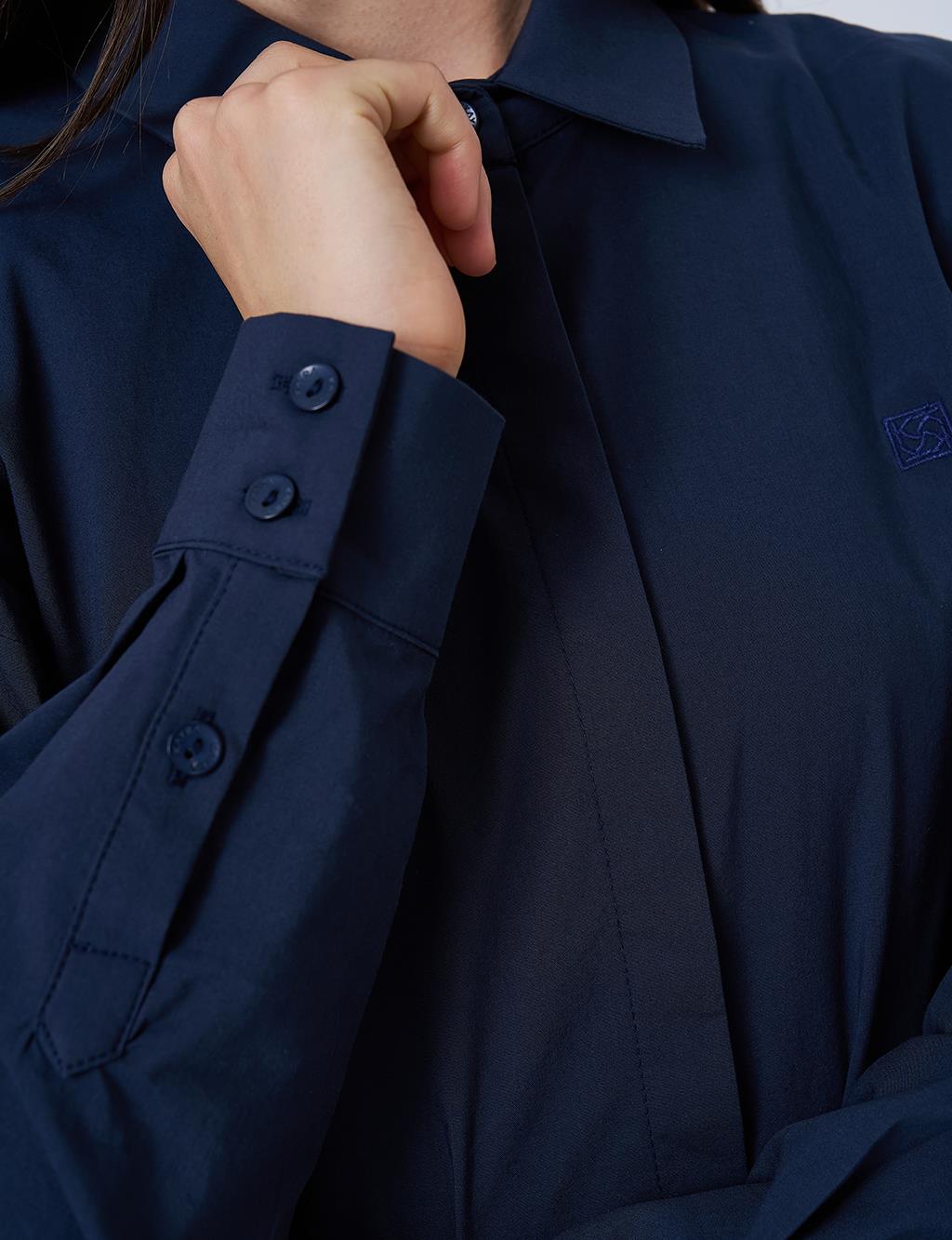 Gömlek Yaka Basic Poplin Tunik Lacivert