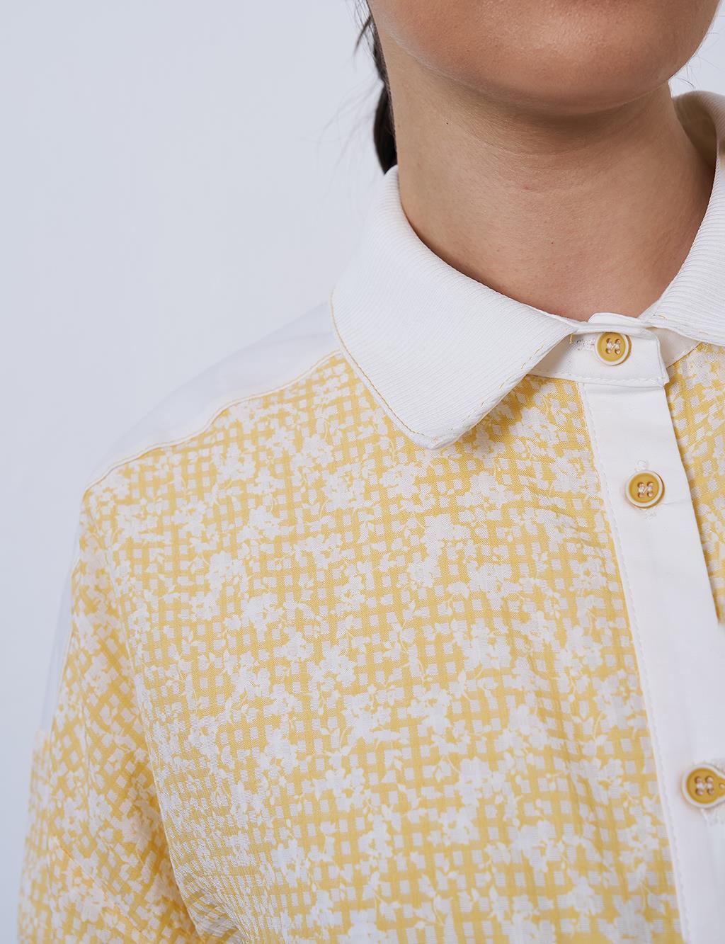 Floral Patterned Crinkled Tunic in Yellow
