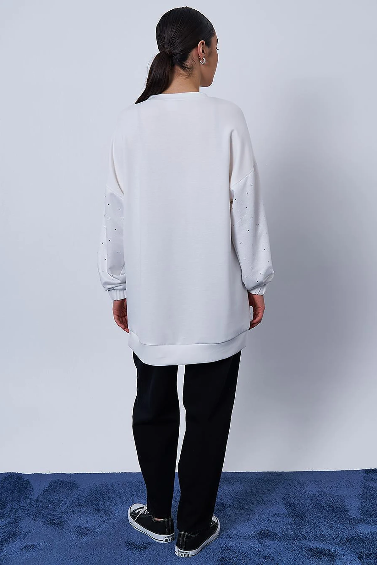 Hotfix Printed Scuba Sweatshirt in Ecru