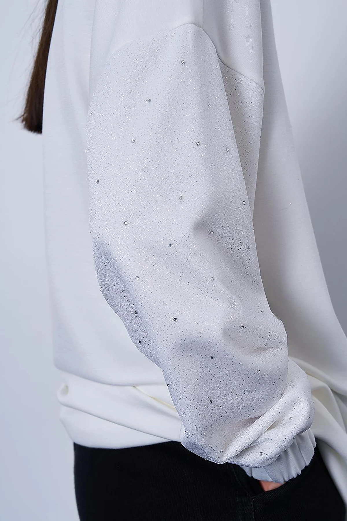 Hotfix Printed Scuba Sweatshirt in Ecru