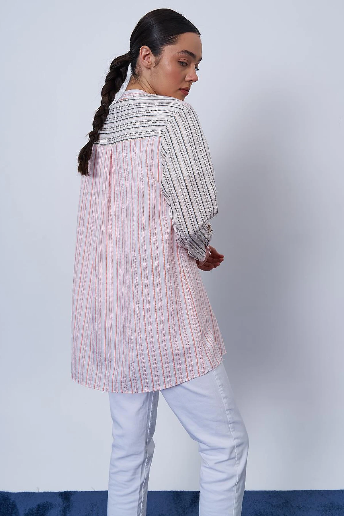 Mandarin Collar Viscose Tunic Pink
