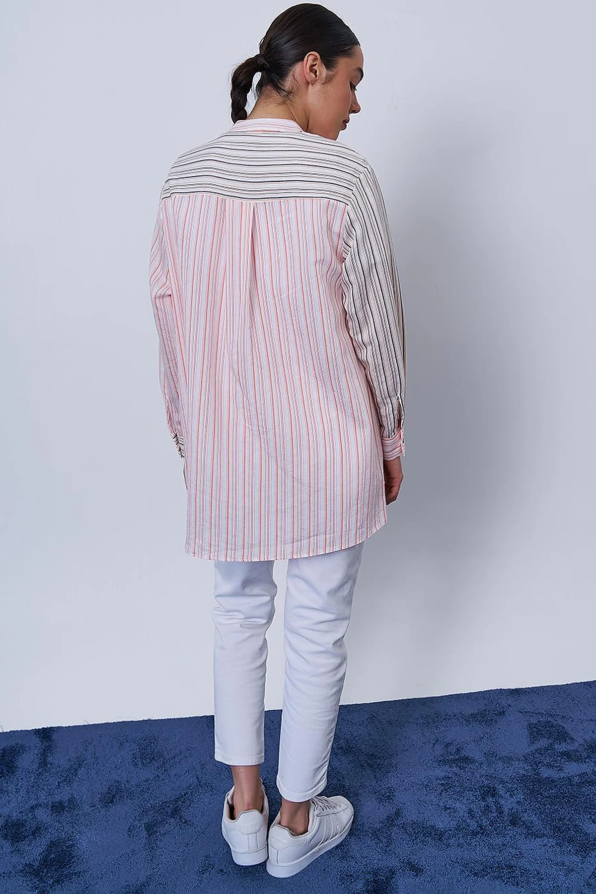 Mandarin Collar Viscose Tunic Pink