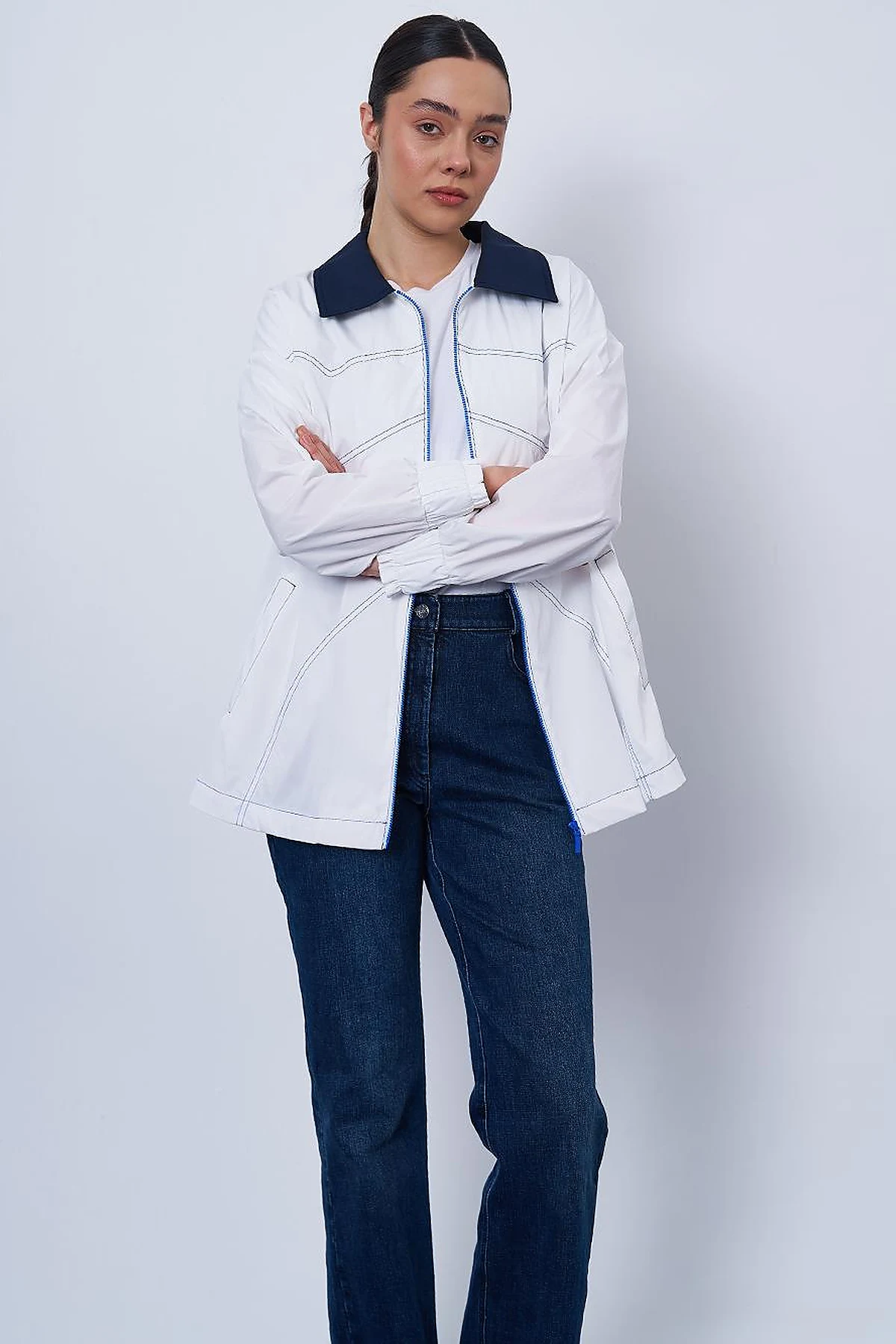 Topstitched Jacket Optical White