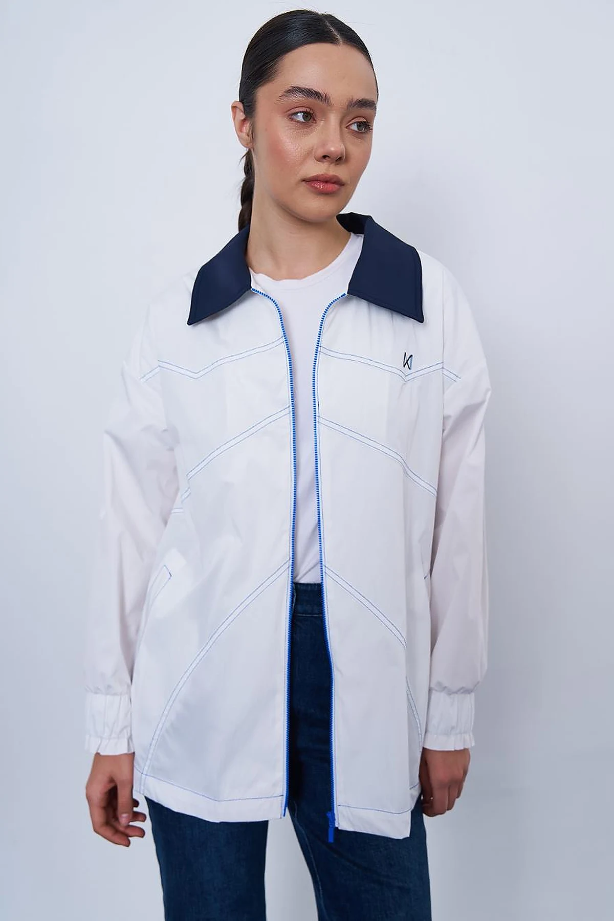 Topstitched Jacket Optical White