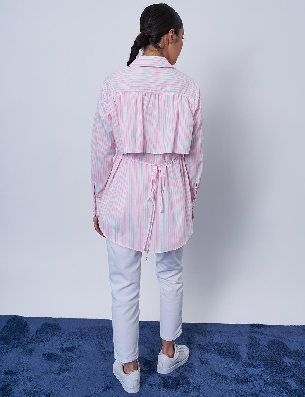 Tie Detail Cotton Tunic Candy Pink