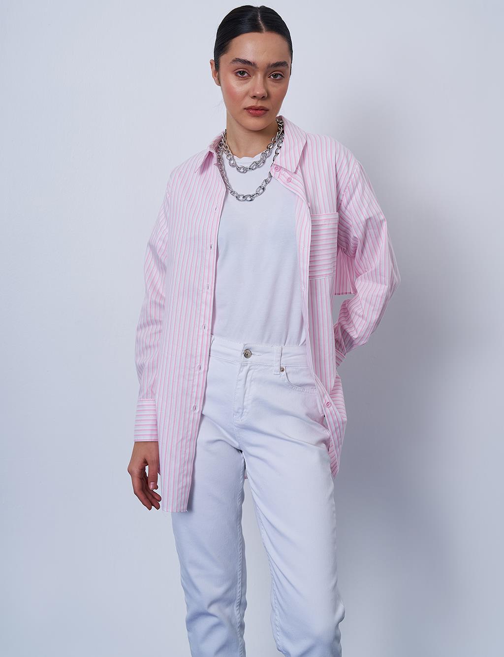Tie Detail Cotton Tunic Candy Pink
