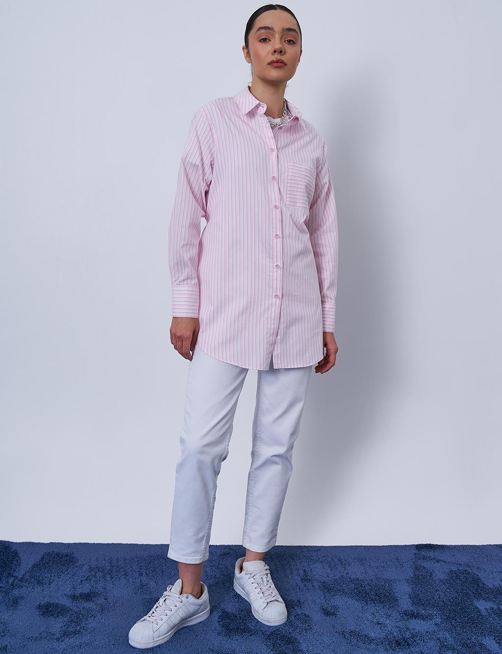 Tie Detail Cotton Tunic Candy Pink