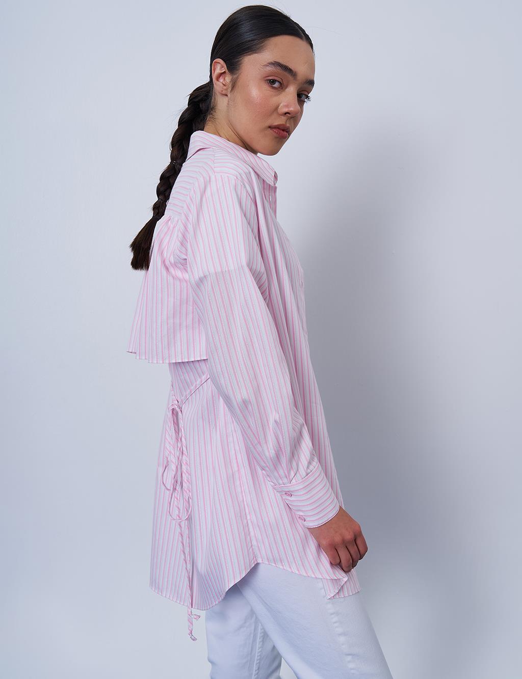 Tie Detail Cotton Tunic Candy Pink