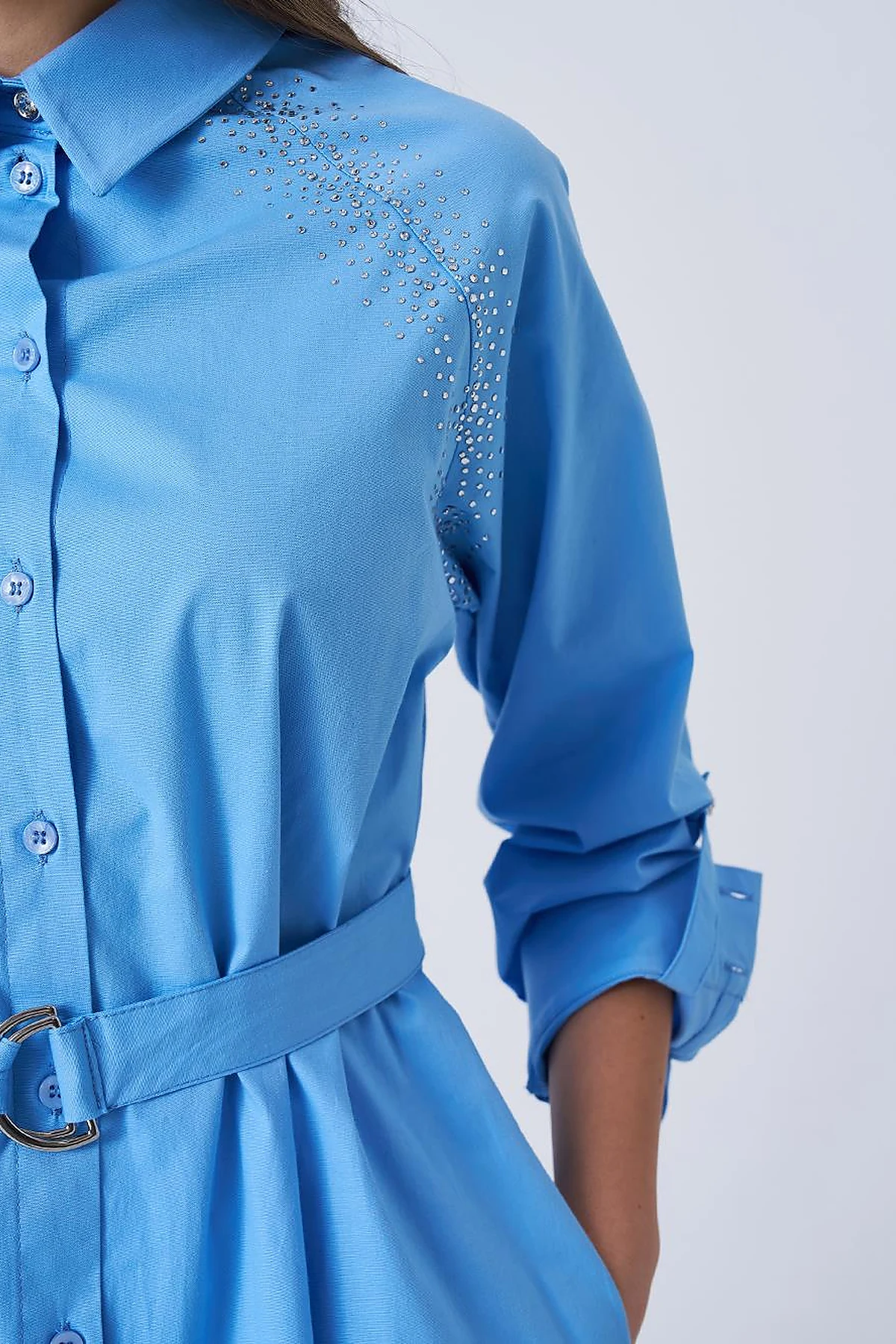 Hotfix Printed Cotton Tunic Dust Smoke