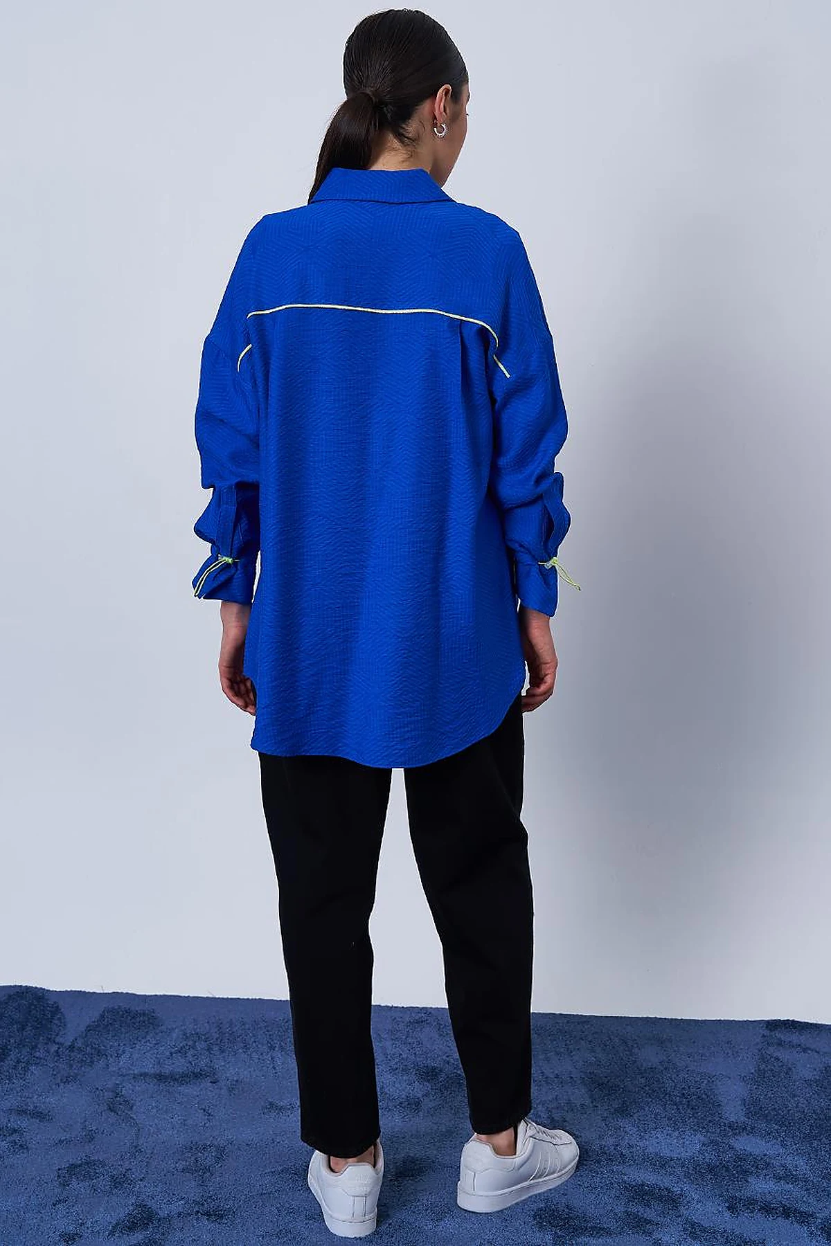 Hidden Placket Viscose Tunic Cobalt Blue