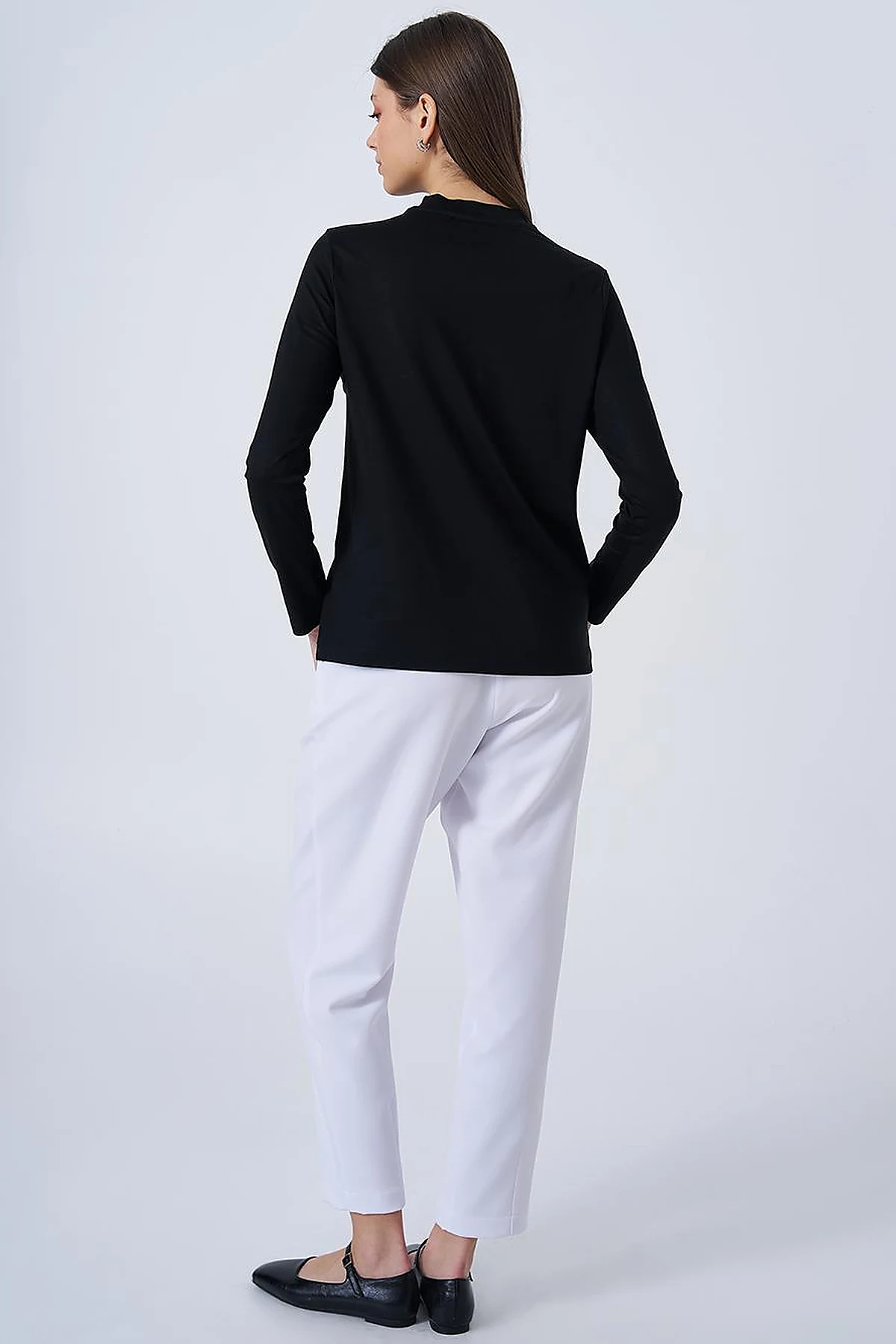 Crew Neck Knit Blouse Black