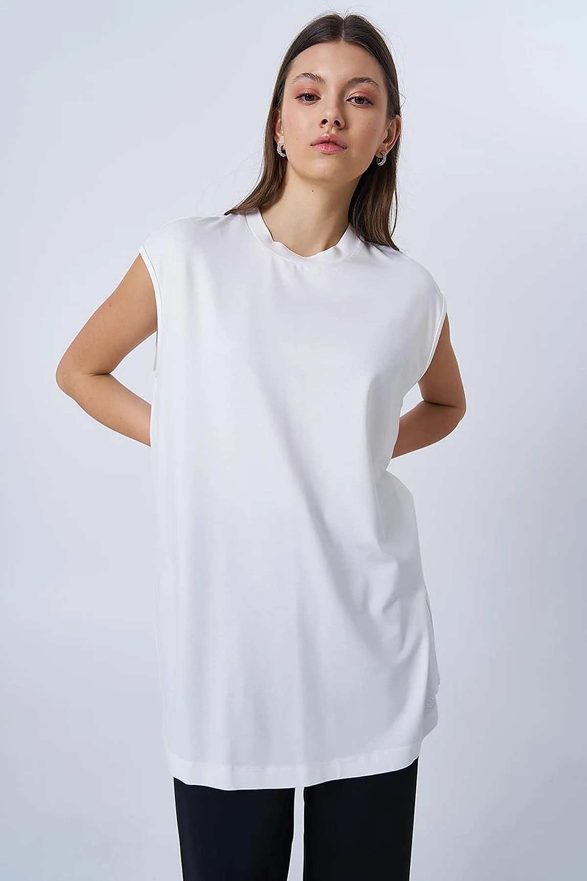 Crew Neck Knit T-shirt Ecru