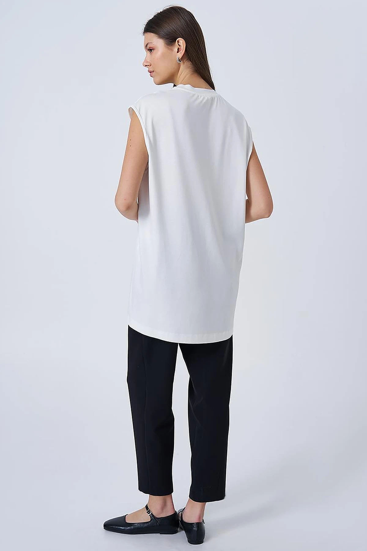Crew Neck Knit T-shirt Ecru