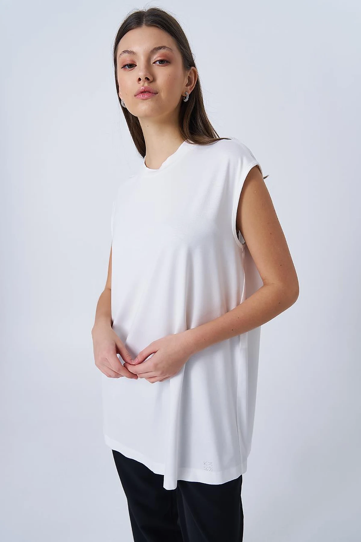Crew Neck Knit T-shirt Ecru