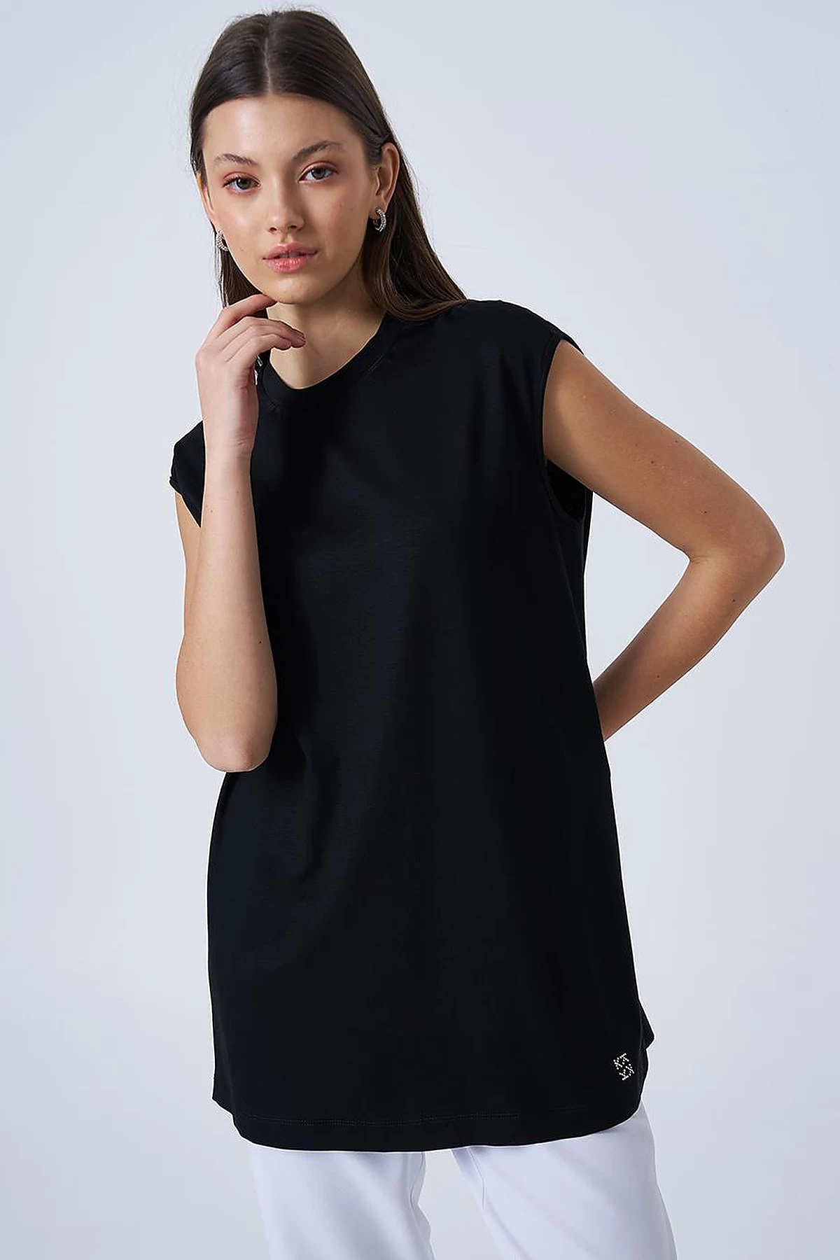 Crew Neck Knit T-shirt Black