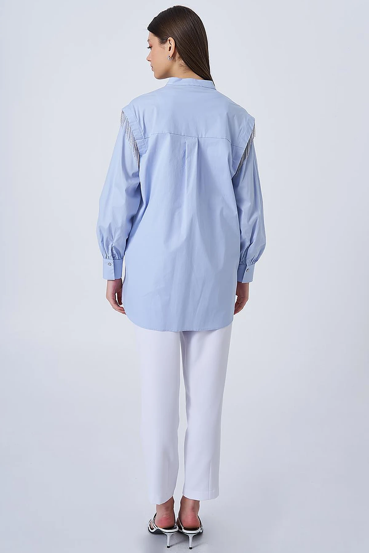 Ribbon Stone Cotton Tunic Blue